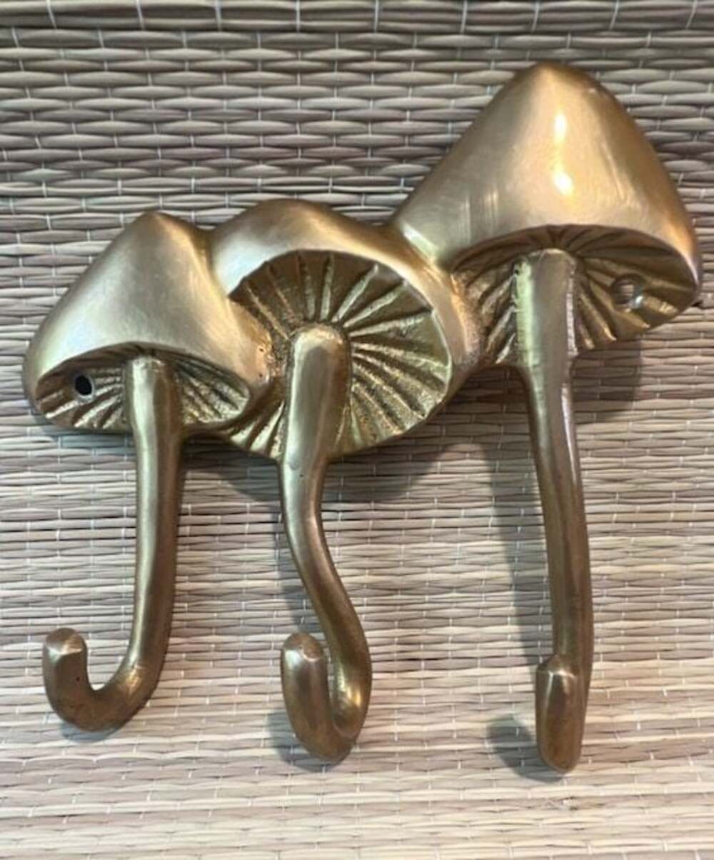 Solid Brass Triple Mushroom Wall Hook for Keys/Towel